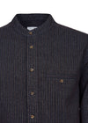 Lee Valley Cotton Grandfather Shirt | Black with Red / Brown Stripe
