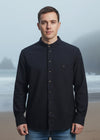 Lee Valley Cotton Grandfather Shirt | Black with Red / Brown Stripe