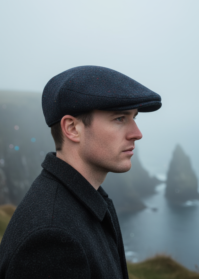 100% Donegal Tweed Flat Cap | Navy