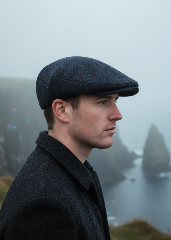 100% Donegal Tweed Flat Cap | Navy