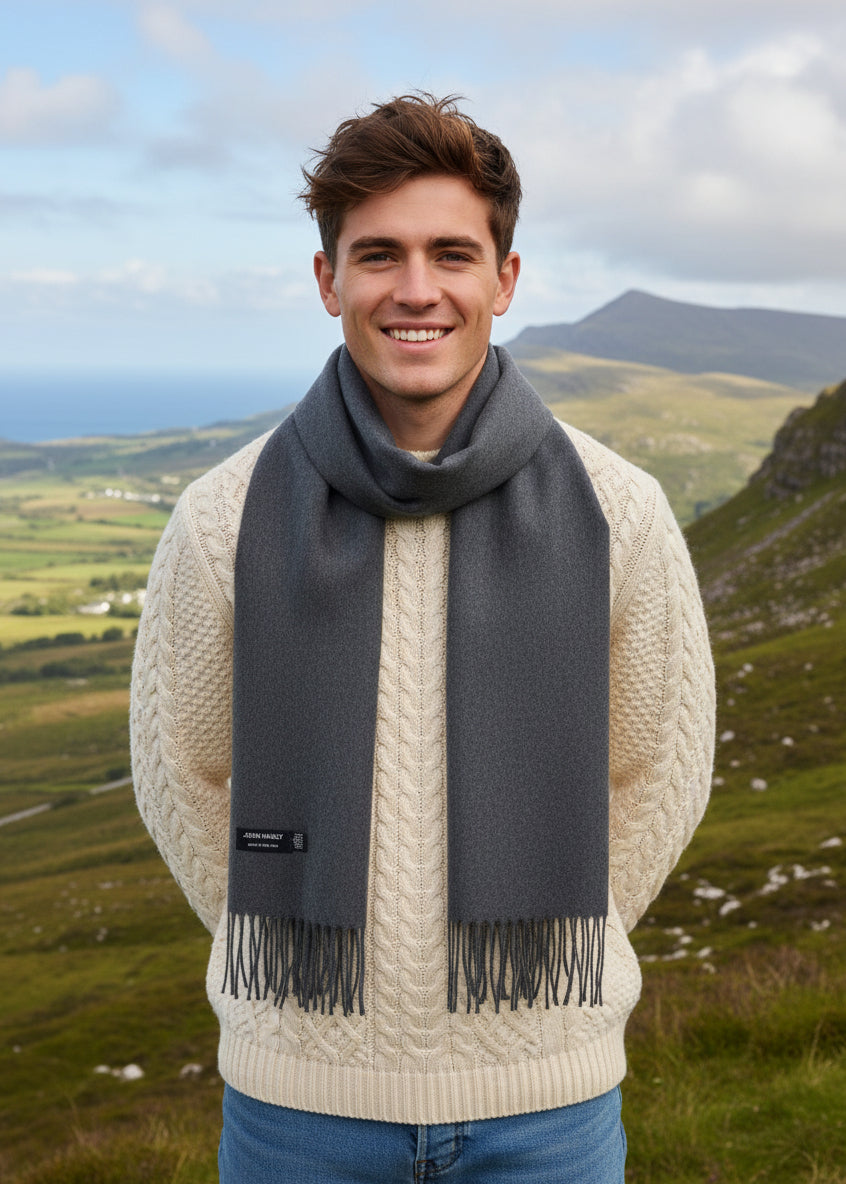 John Hanly Merino Scarf Solid Charcoal