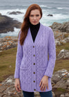 Aran Long Line Cardigan | Lavender