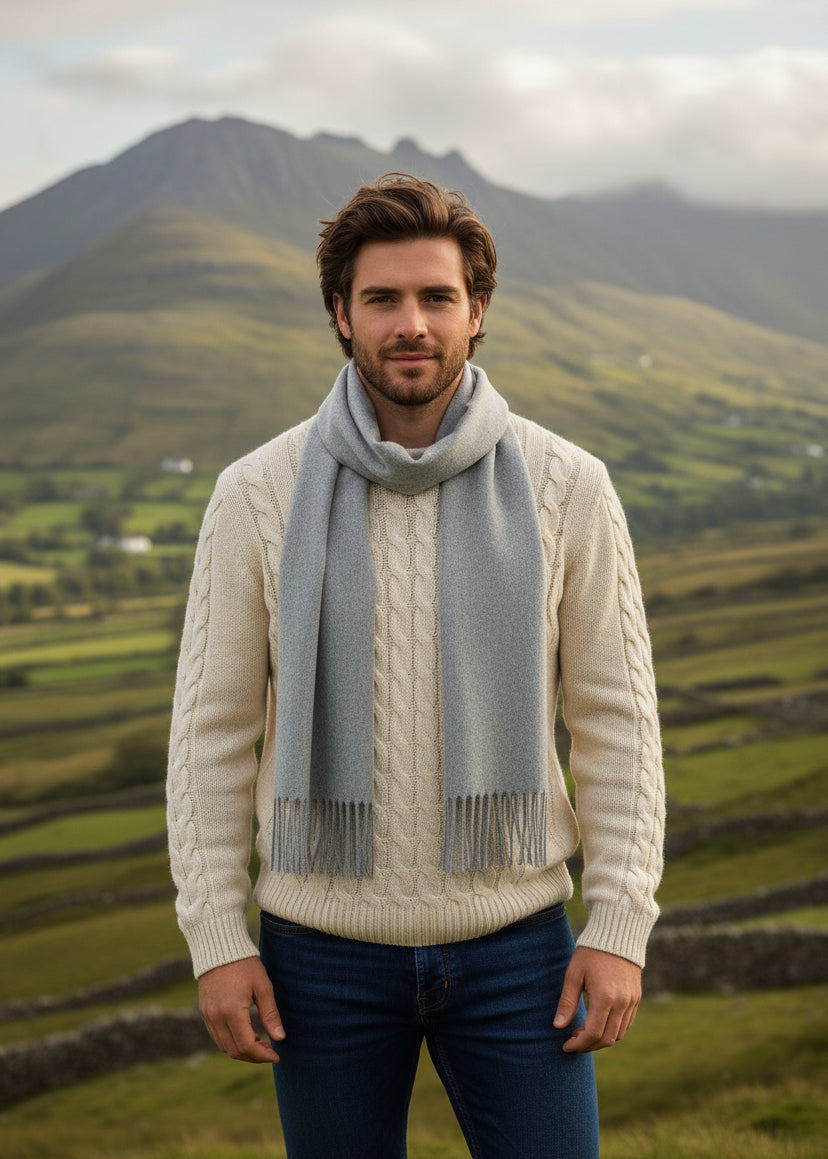 John Hanly Merino Scarf Grey