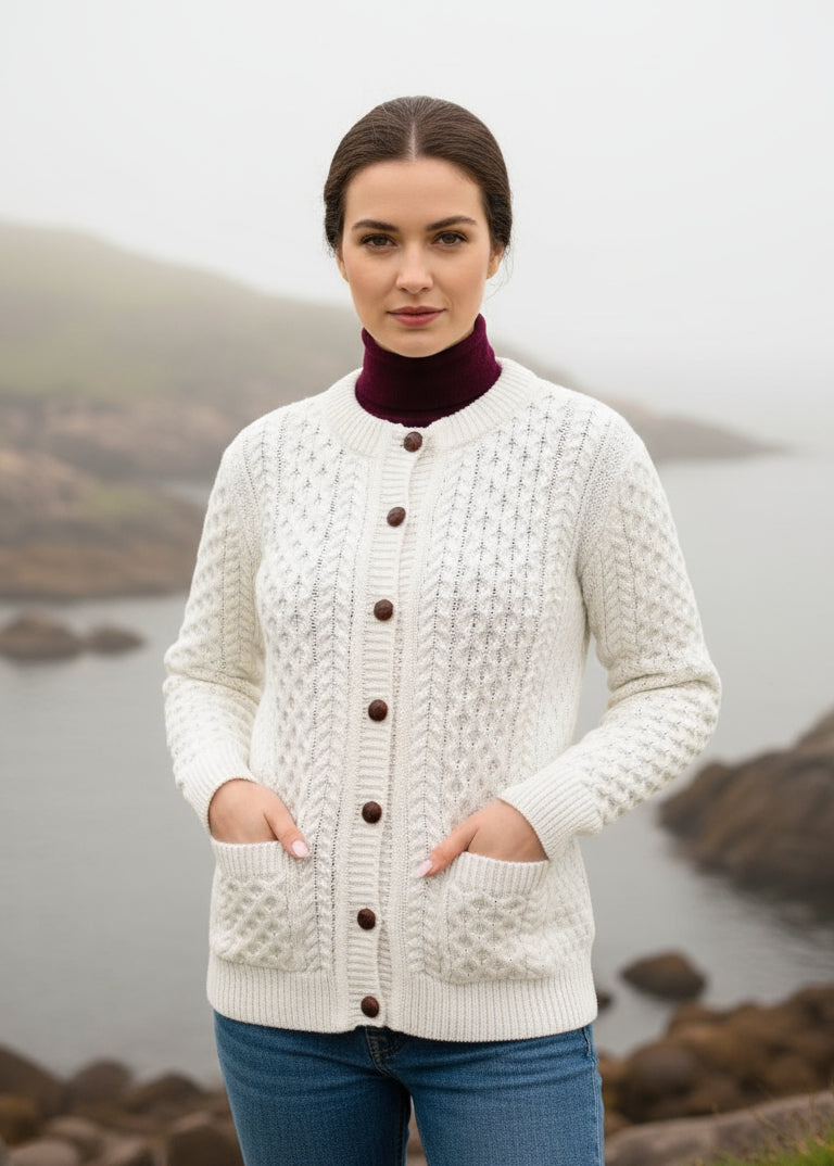Aran Lumber Cardigan | Natural