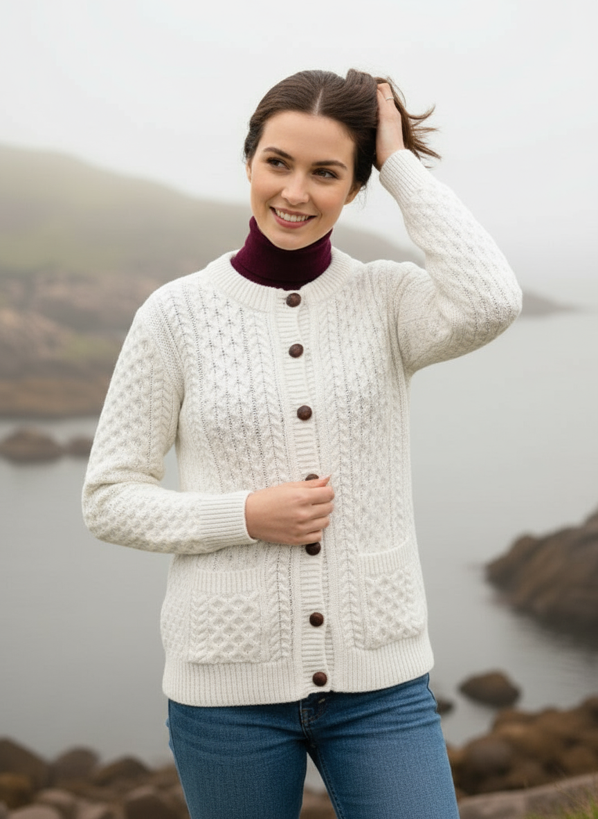 Aran Lumber Cardigan | Natural