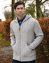 Aran Crafts Men's Hooded Cardigan | Premium Merino Wool | Oatmeal