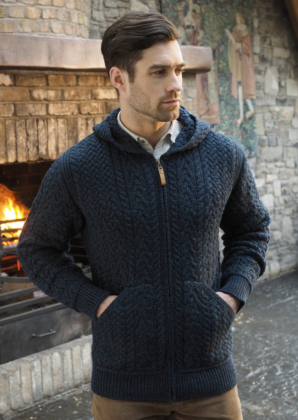 Aran Crafts Men’s Hooded Cardigan