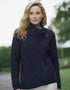 Aran Shannon Side Zip Cardigan | Navy Blue Merino Wool