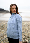 Aran Full Zip Cardigan | Sky Blue