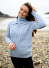 Aran Full Zip Cardigan | Sky Blue