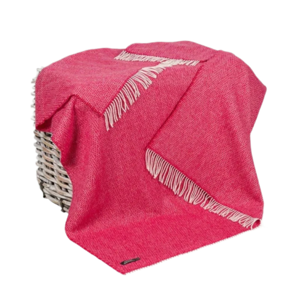 John Hanly Cashmere Merino Throw - Raspberry