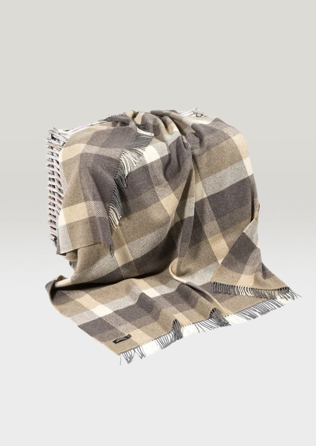 John Hanly Cashmere Merino Throw - Cream Charcoal