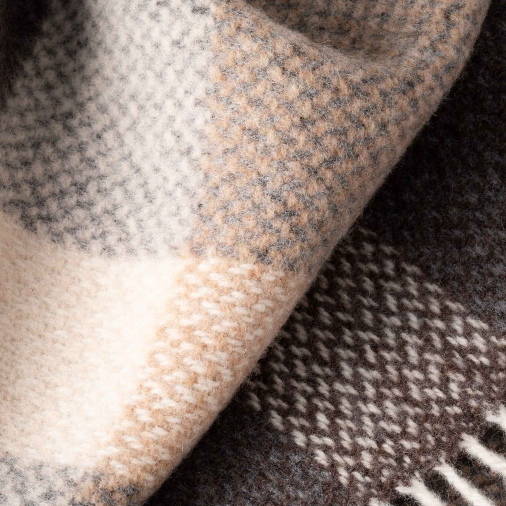 John Hanly Cashmere Merino Throw - Cream Charcoal