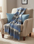 John Hanly Grey Blue Merino Cashmere Wool Throw Blanket
