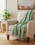 John Hanly Cashmere Throw | Green Cream Herringbone Check