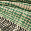 John Hanly Cashmere Throw | Green Cream Herringbone Check
