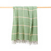 John Hanly Cashmere Throw | Green Cream Herringbone Check