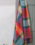 Plaid en laine mérinos et cachemire à carreaux jaune vif, rose et vert