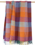 John Hanly Cashmere Throw | Berry Lavender Pink Orange Block