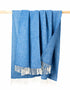 Merino Wool Cashmere Throw | Sea Blues Herringbone