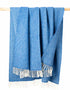 Merino Wool Cashmere Throw | Sea Blues Herringbone