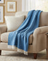 Merino Wool Cashmere Throw | Sea Blues Herringbone