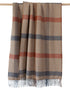 John Hanly Cashmere Throw | Camel Rust Brown Grey Check Herringbone