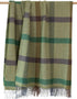 John Hanly Cashmere Throw | Green Brown Grey Check Herringbone