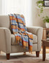 John Hanly Cashmere Throw | Orange Blue Check