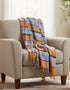 John Hanly Cashmere Throw | Orange Blue Check