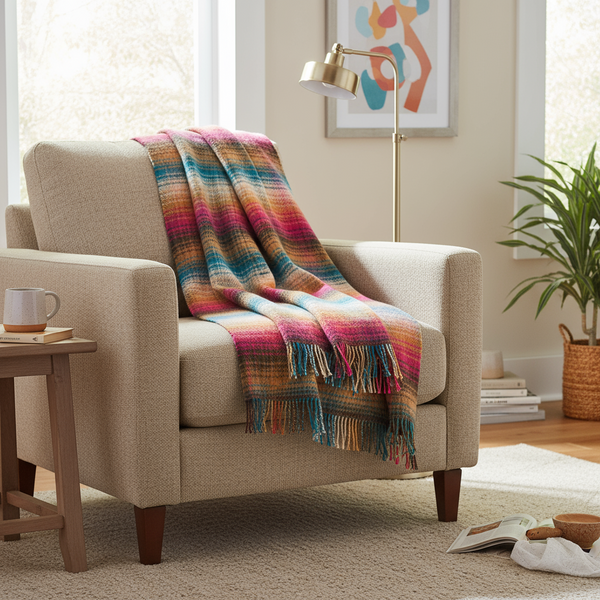 John Hanly Cashmere Throw | Multi Check