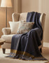 John Hanly Cashmere Merino Throw | Navy Mustard