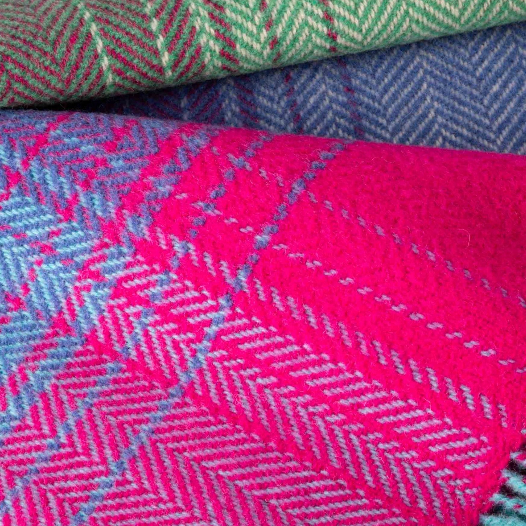 John Hanly Cashmere Merino Throw | Red Green Denim