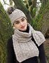 Aran-Schal mit Zopfmuster – Haferflockenfarbe | 100 % Merinowolle