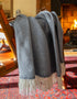Merino Wool Cashmere Throw Grey Herringbone