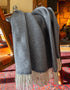 Irish Merino Wool Cashmere Throw - Grey Herringbone | John Hanly