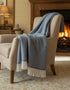 Merino Wool Cashmere Throw Grey Herringbone