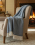 Irish Merino Wool Cashmere Throw - Grey Herringbone | John Hanly