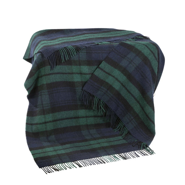 John Hanly Cashmere Merino Throw - Navy Green