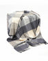 Merino Wool Cashmere Throw Cream Grey Large Block Herringbone
