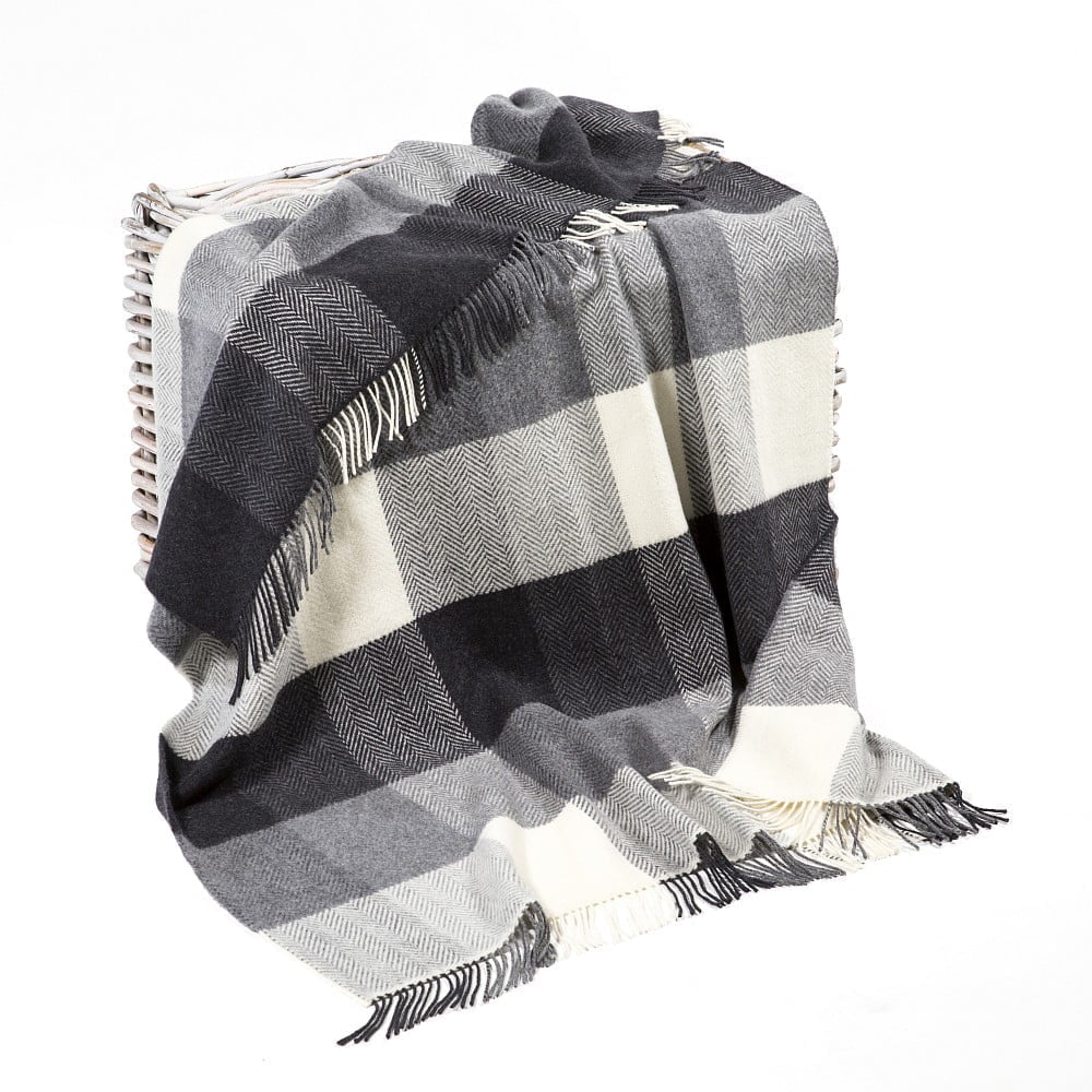 John Hanly Cashmere Merino Throw | Black Grey