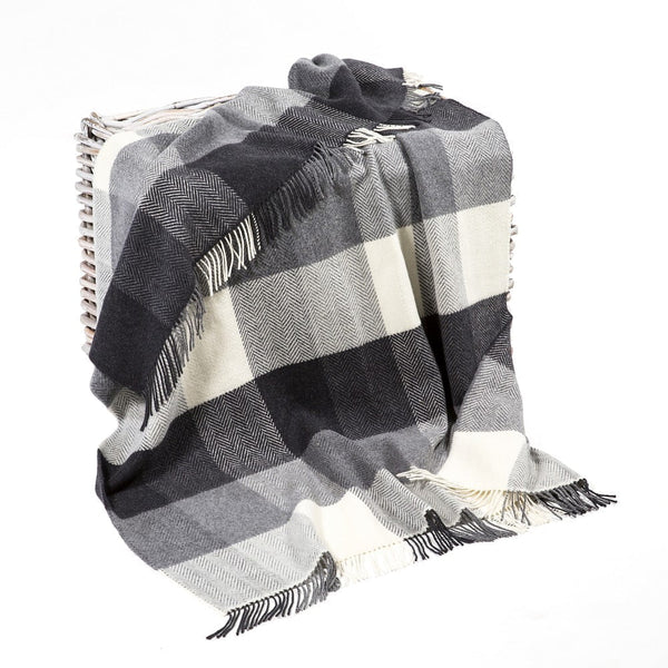 John Hanly Cashmere Merino Throw | Black Grey