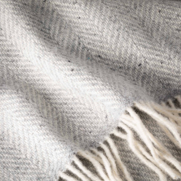 Close-up of a textured gray fabric with fringes