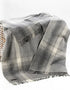 Merino Wool Cashmere Throw Grey Silver Border Check