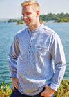 Men's Flannel Grandfather Shirt | Grey Stripe