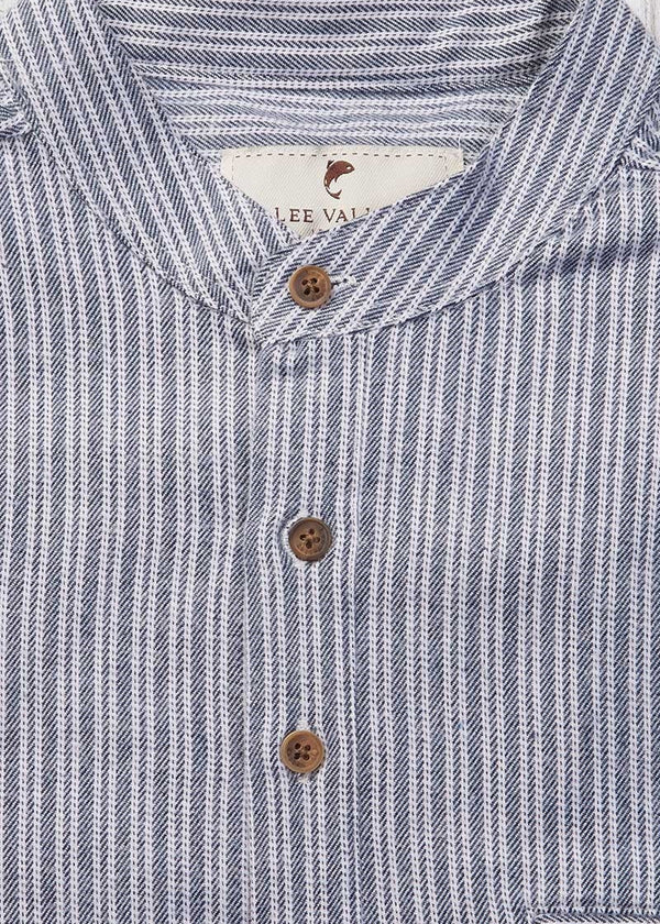 Lee Valley Flannel Grandfather Shirt | Grey Stripe