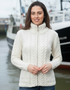 Ladies Merino Wool Aran Zip Cardigan | Natural
