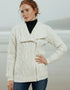 Aran Bikers Claddagh Side Zip Cardigan | Natural