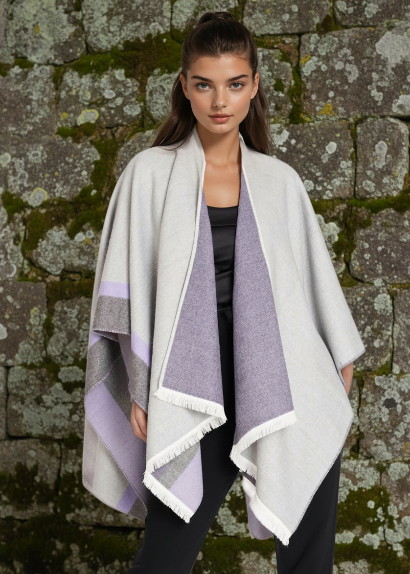 Jimmy Hourihan Fringed Shawl | Grey Lilac