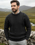 Charcoal Irish Aran Sweater | 100% Merino Wool | Traditional Diamond Stitch